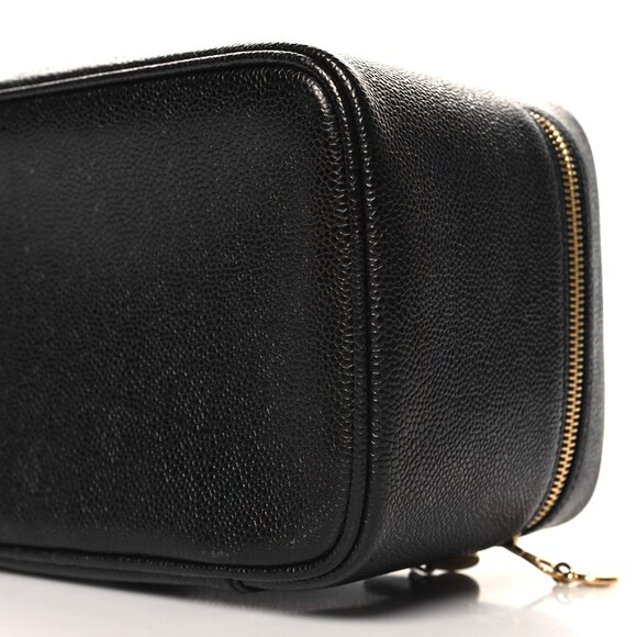 Chanel Caviar CC Vanity Cosmetic Case Black Top Handle Zip Around - Picture 8 of 10